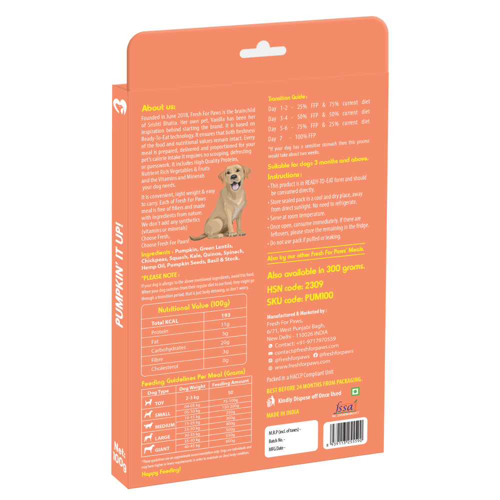 Fresh For Paws Pumpkin It Up Dog Wet Food (100g) image 4