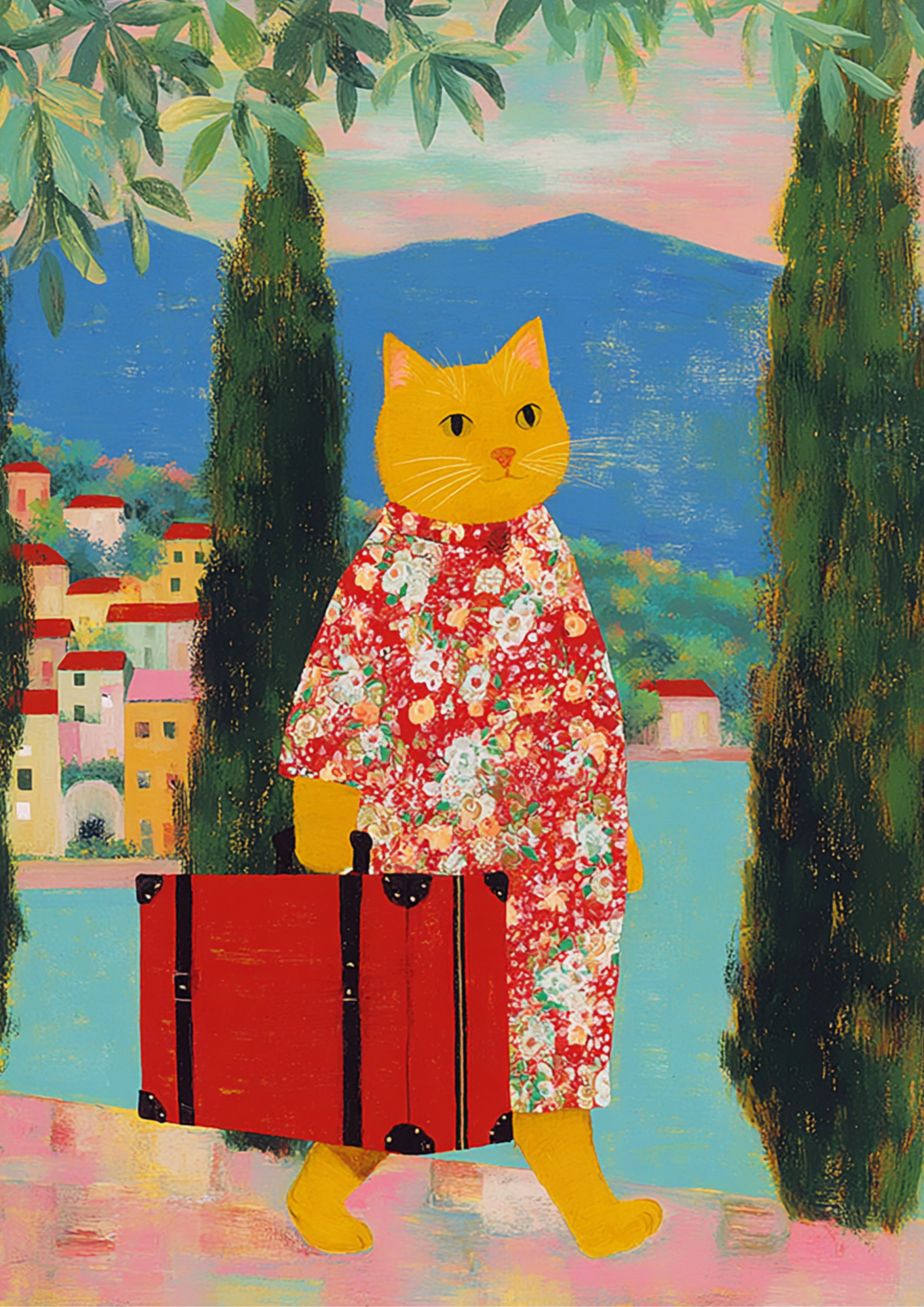 EverythingBoho Cat The Traveller Framed Poster (Yellow) image 2