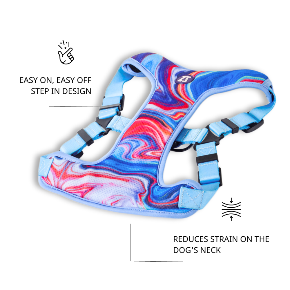 Zoomiez Adjustable Fluid Printed Step in Mesh Harness for Dogs image 2