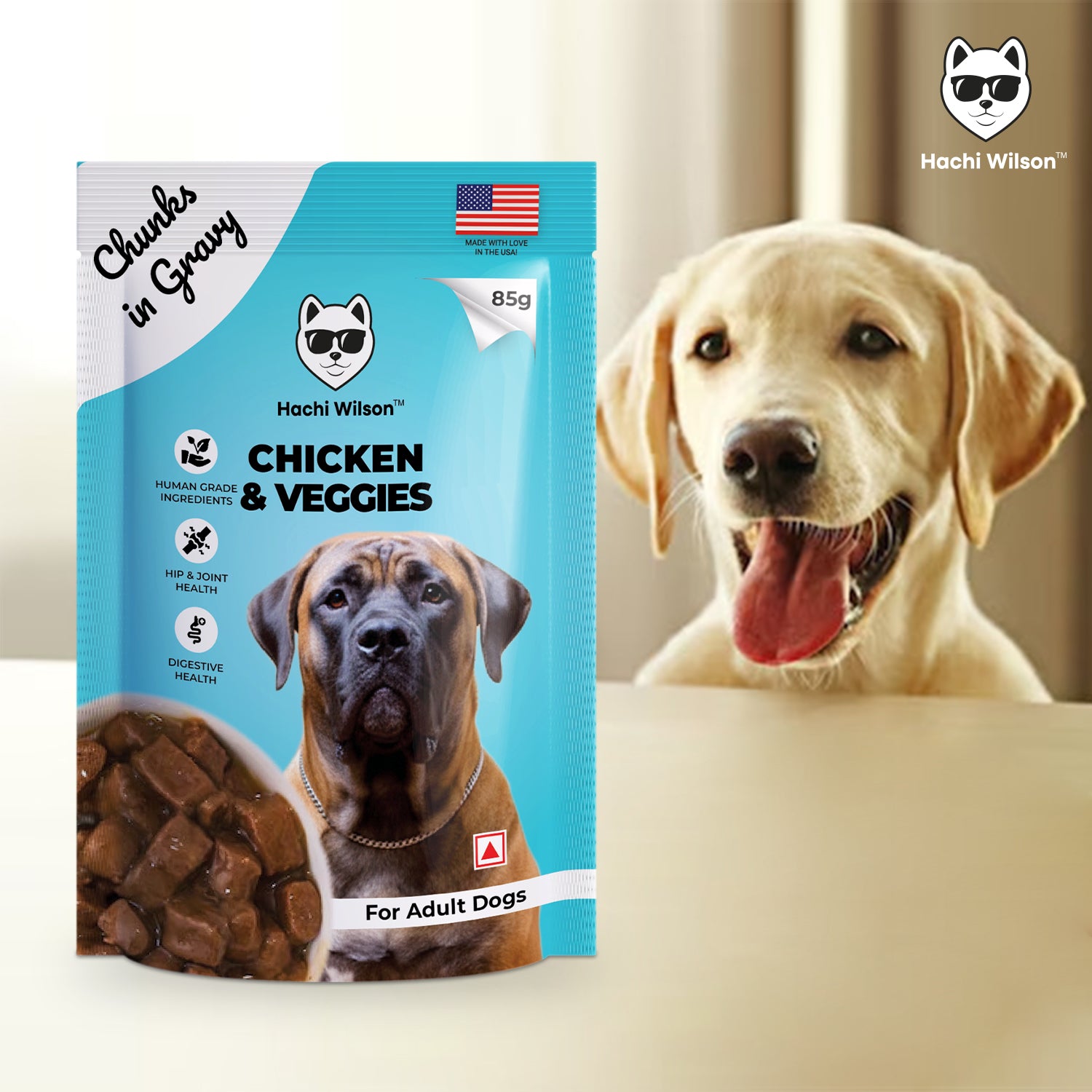 Hachi Wilson Premium Chicken & Veggies with Chunks in Gravy Dog Wet Food image 6