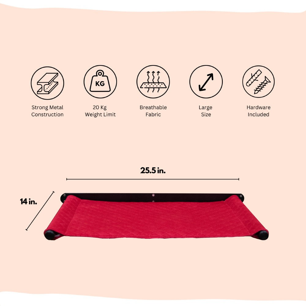 FurryLiving Kiki Wall Mounted Perch for Cats (Black/Red) image 3