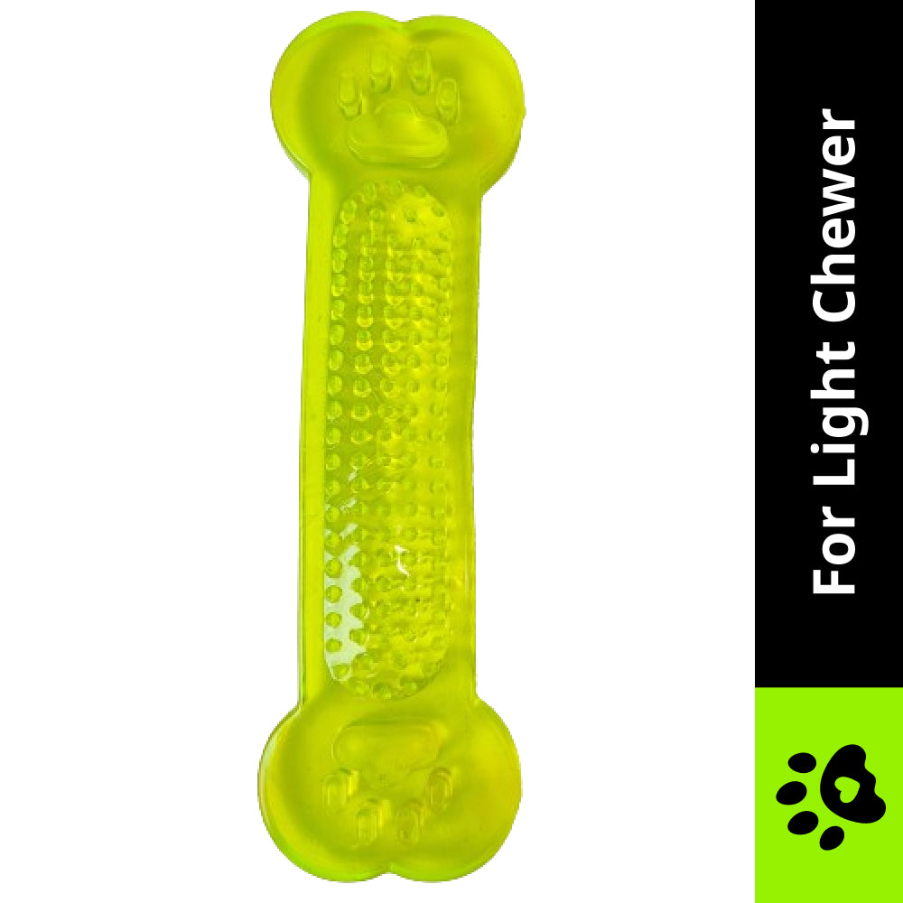 Chullbull Flat Silicone Gel Teething Bone Chew Toy for Puppies & Dogs (Green) image 2