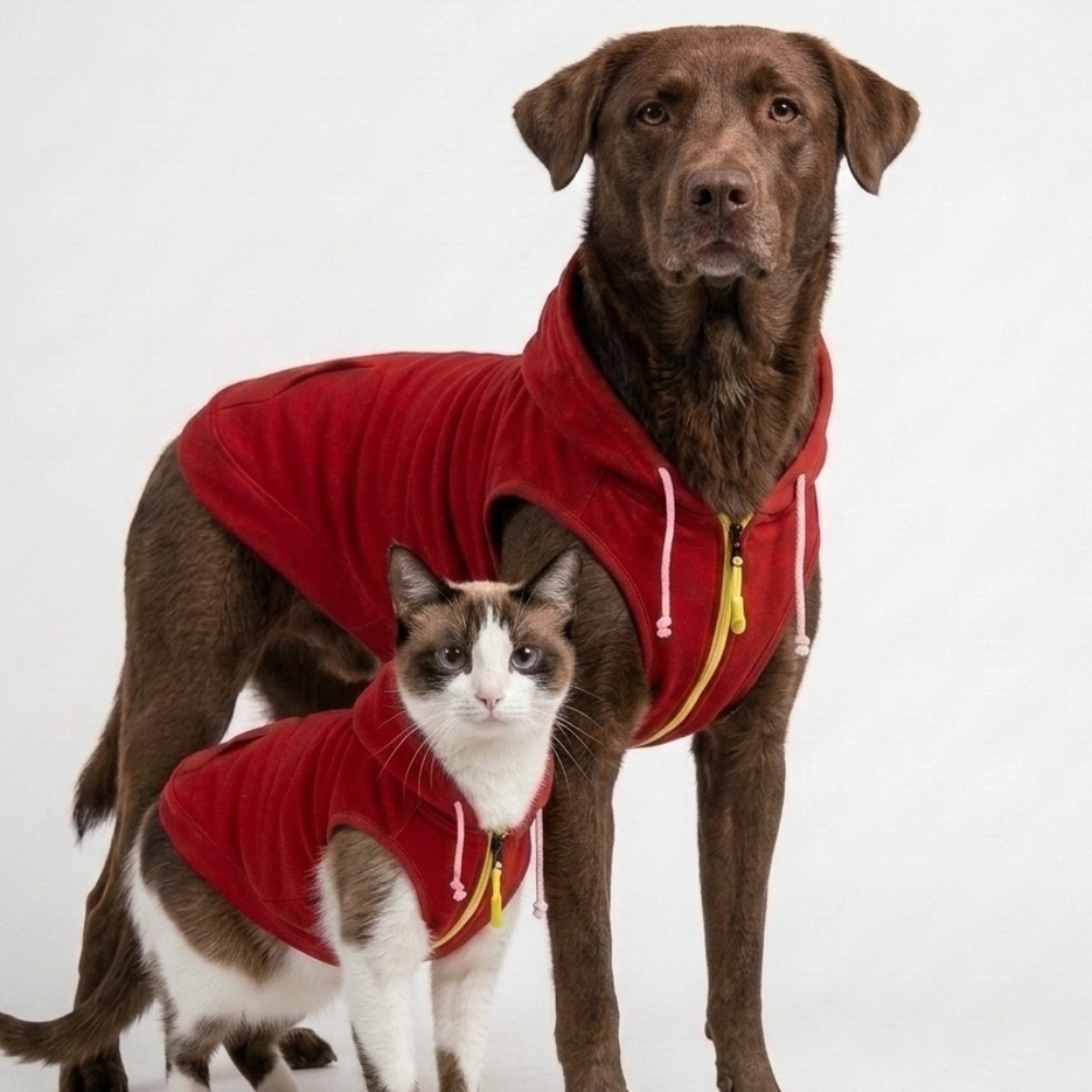 Skatrs  Breezy Hoodies with Pockets for Dog and Cats (Red) image 3