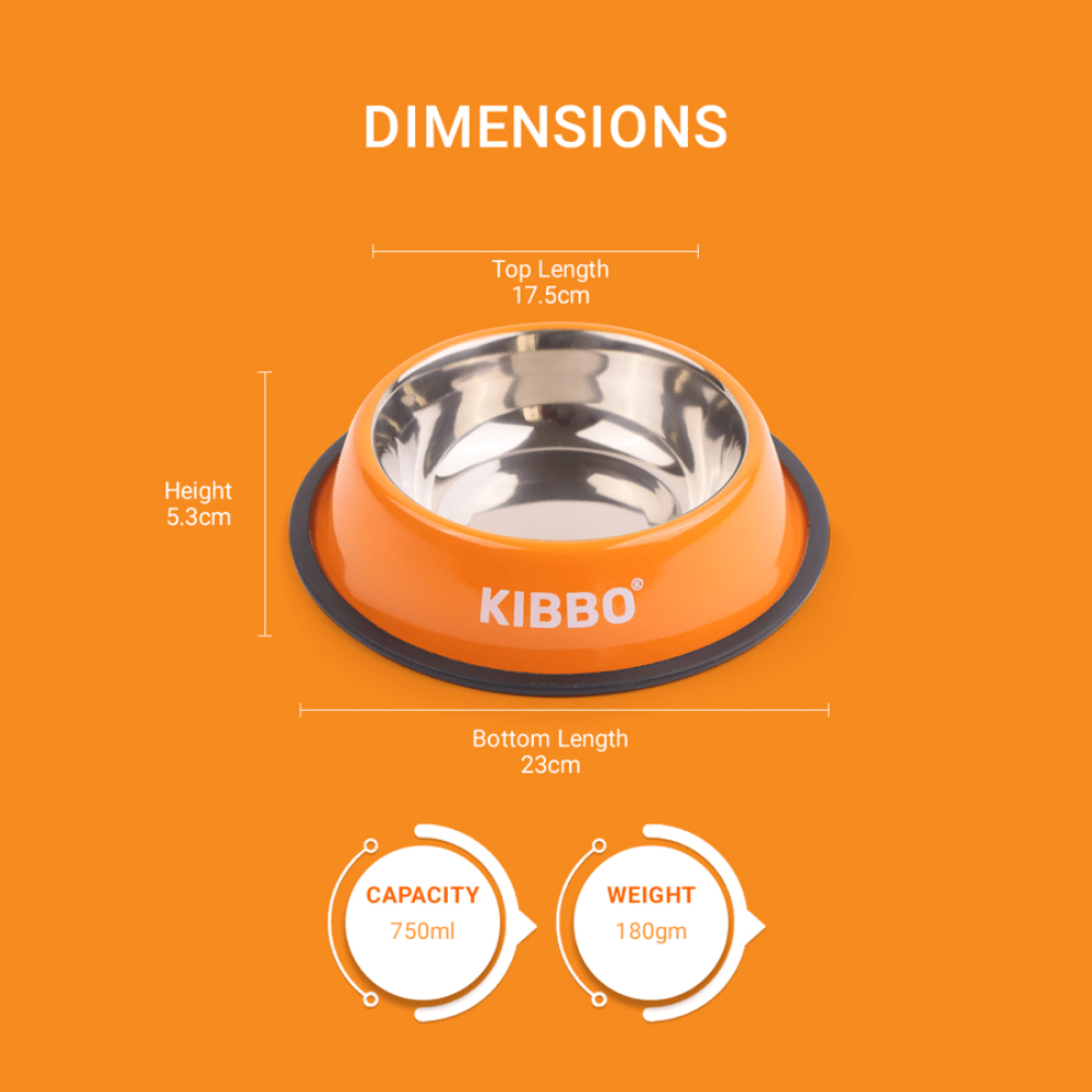 Kibbo Anti Skid Stainless Steel Bowl for Dogs and Cats (Orange) image 5