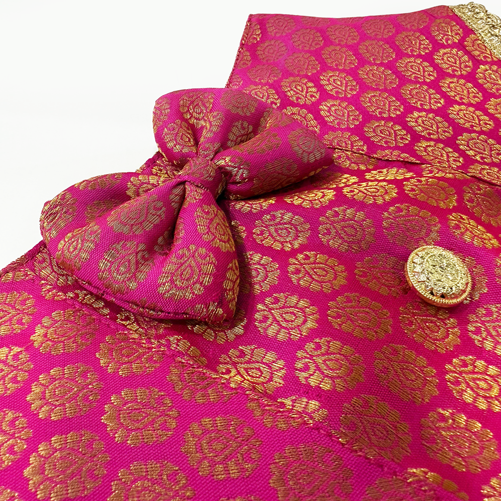 PawsIndia Traditional Royal Brocade Tuxedo for Dogs and Cats (Pink) image 2