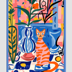 EverythingBoho The House Cat Boho Wall Art (Royal Blue)