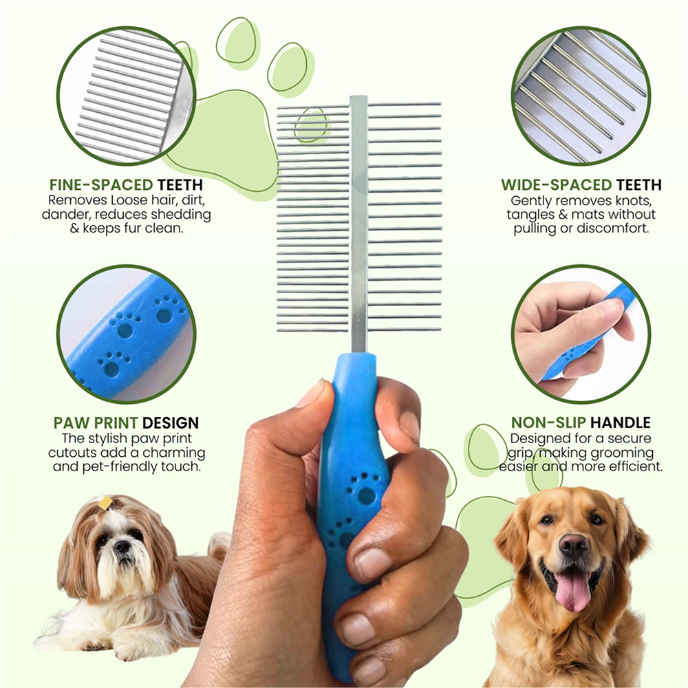 Groom My Pet Double Side Steel Comb for Dogs and Cats (Blue) image 3