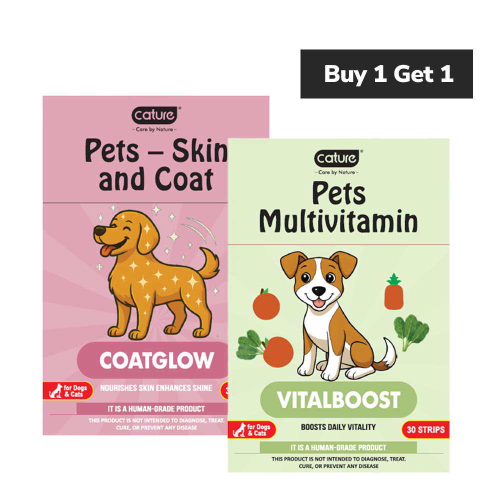 Cature Care by Nature Coatglow & Vitalboost Dissolving Oral Strips for Dogs and Cats (Buy 1 Get 1)