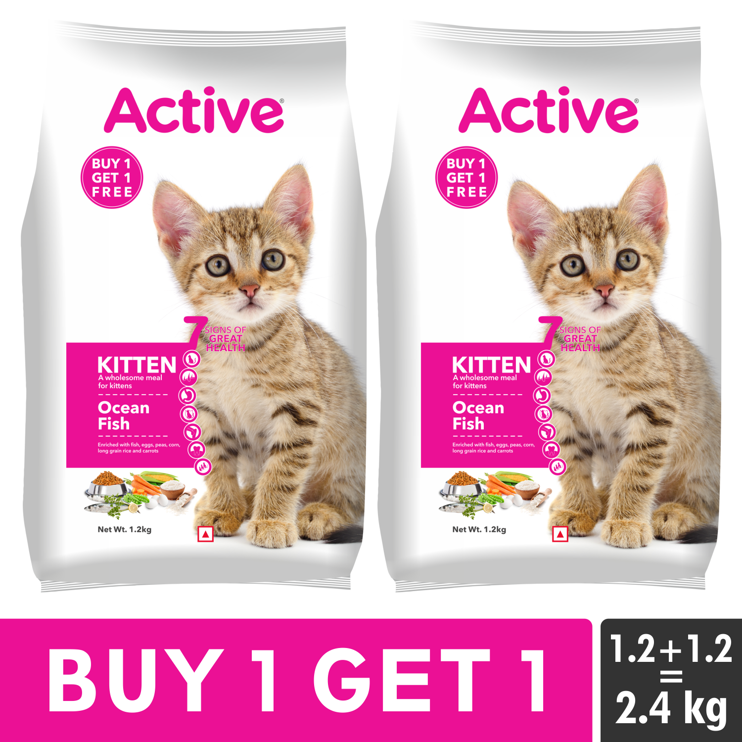 Active Ocean Fish Kitten Cat Dry Food (Buy 1 Get 1)
