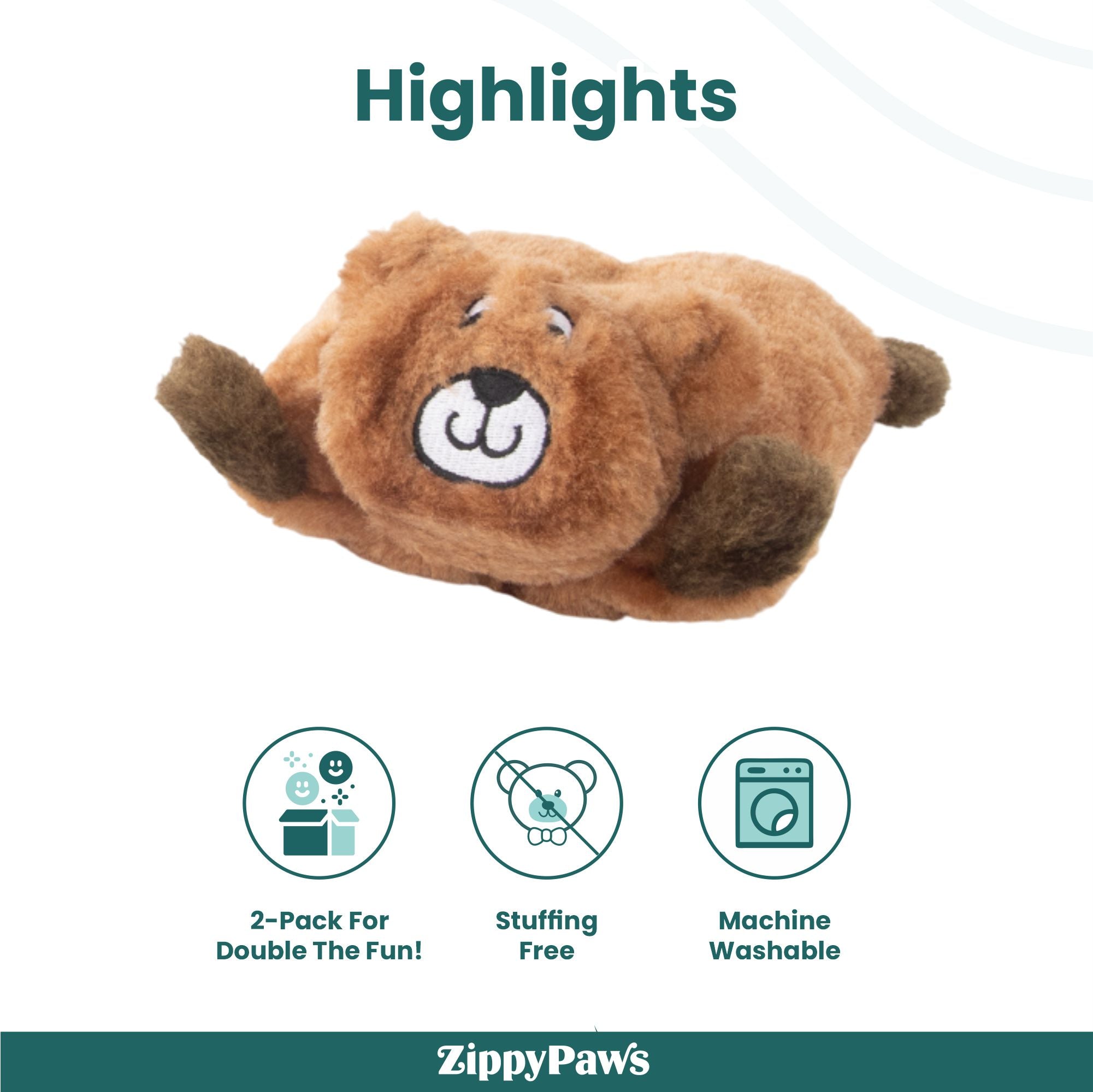Zippy Paws Squeakie Pads Bear & Moose Plush Toy for Dogs image 4