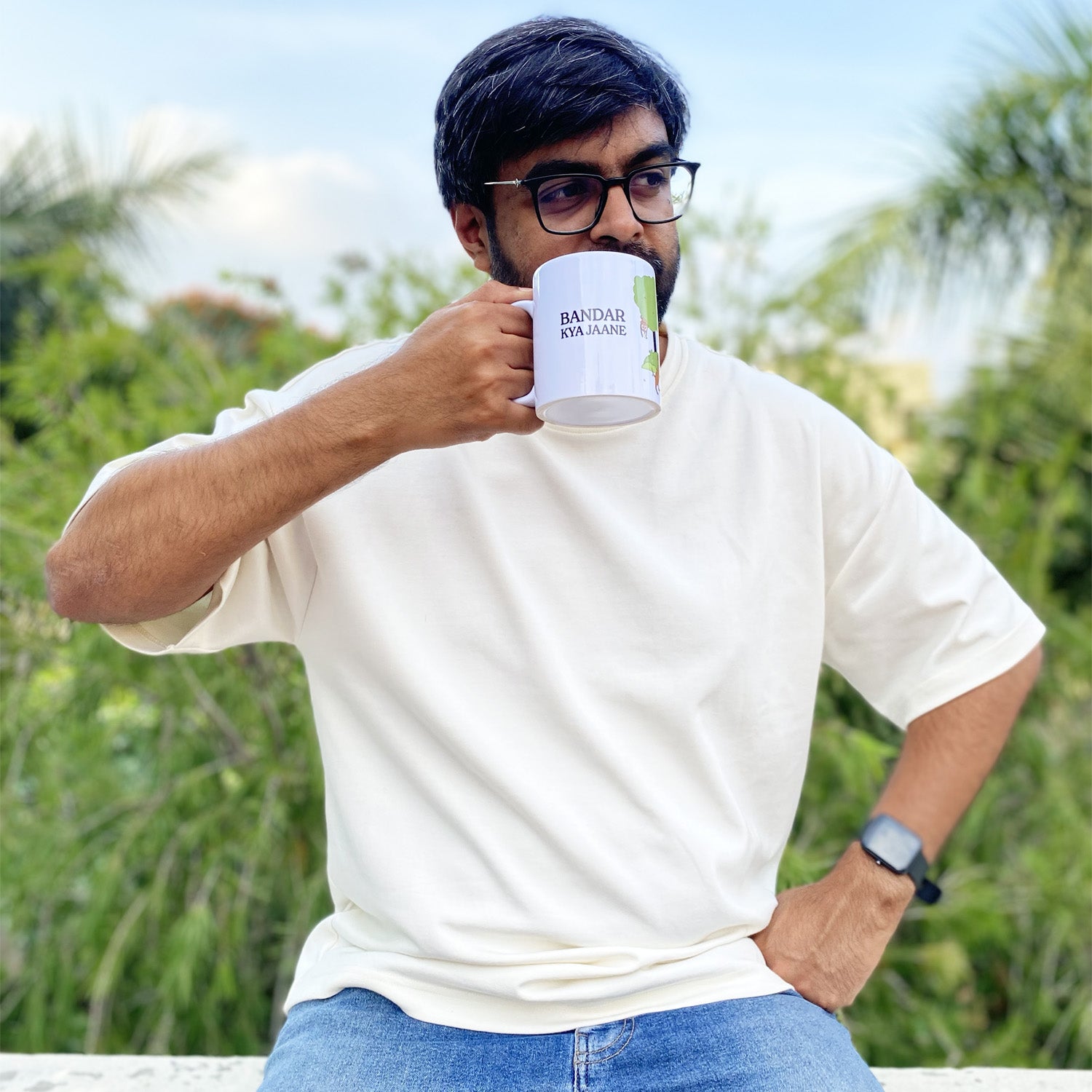 thePack Bandar Kya Jaane Ceramic Coffee Mug (White) image 3