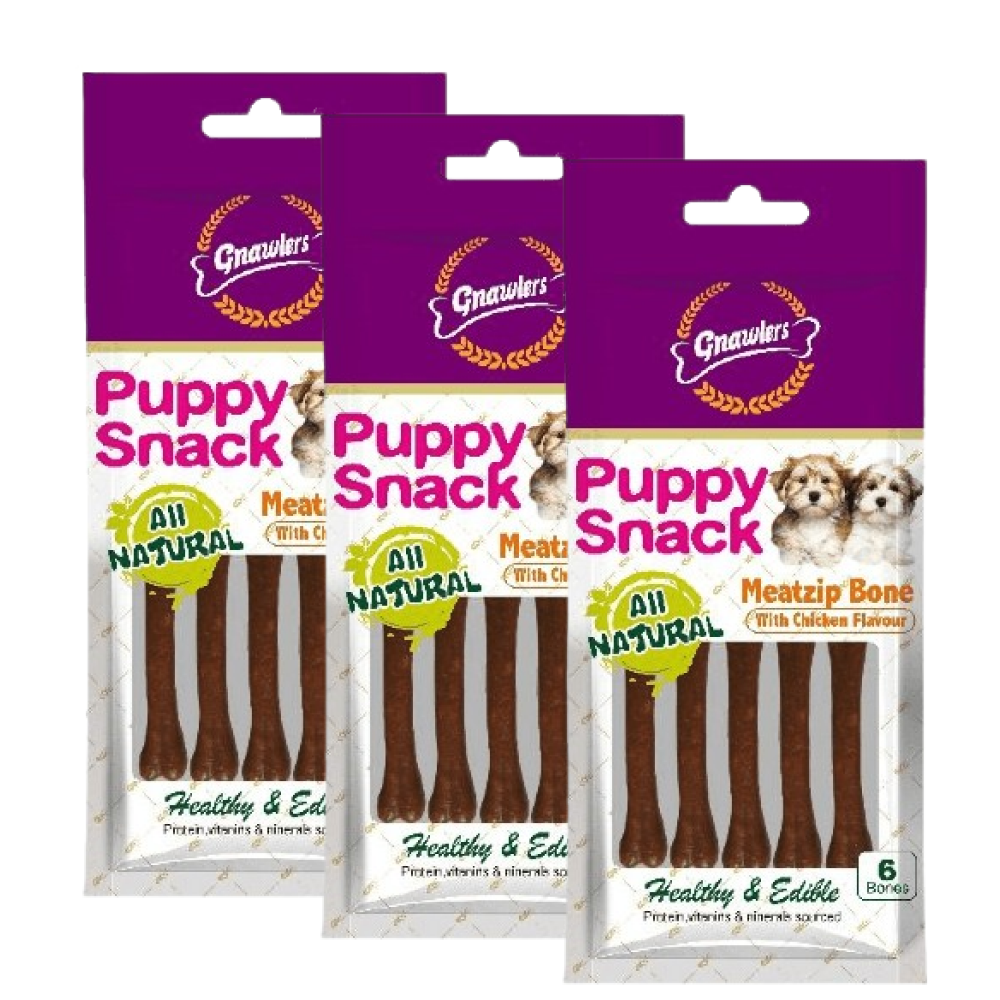 Gnawlers Puppy Snack Meatzip Bone Chicken Flavoured Dog Treats image 3