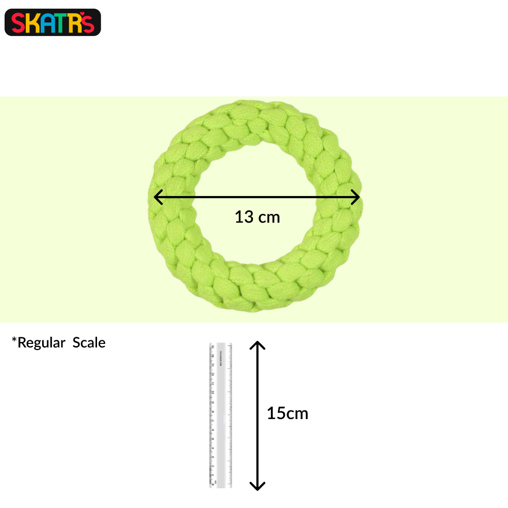 Skatrs Hand Made Ring Shaped Rope Chew Toy for Cats and Dogs (Neon Green) image 3
