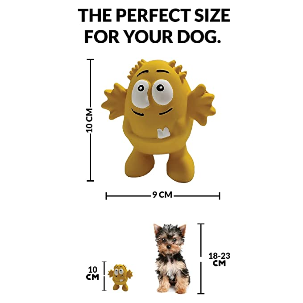 Goofy Tails Latex Monster Interactive Chew Toy for Dogs (Yellow) image 3