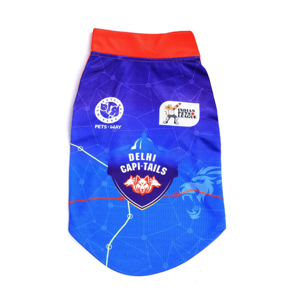 Pets Way Delhi Capi Tails IPL Jersey for Dogs and Cats (Blue)| Indian Pet League image 1