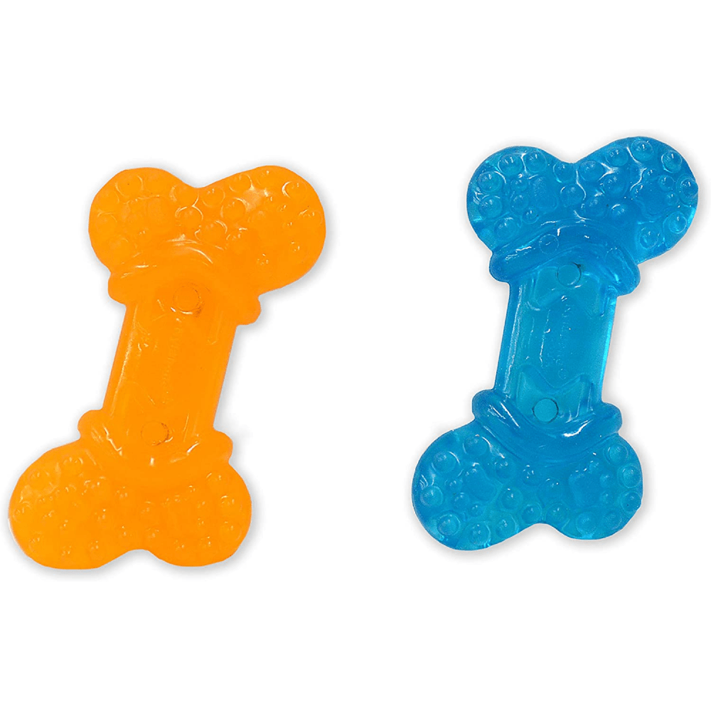 Nylabone Puppy Teething Peanut Butter and Bacon Flavoured Flexi Chew Bone Toy for Dogs (Orange/Blue) image 2