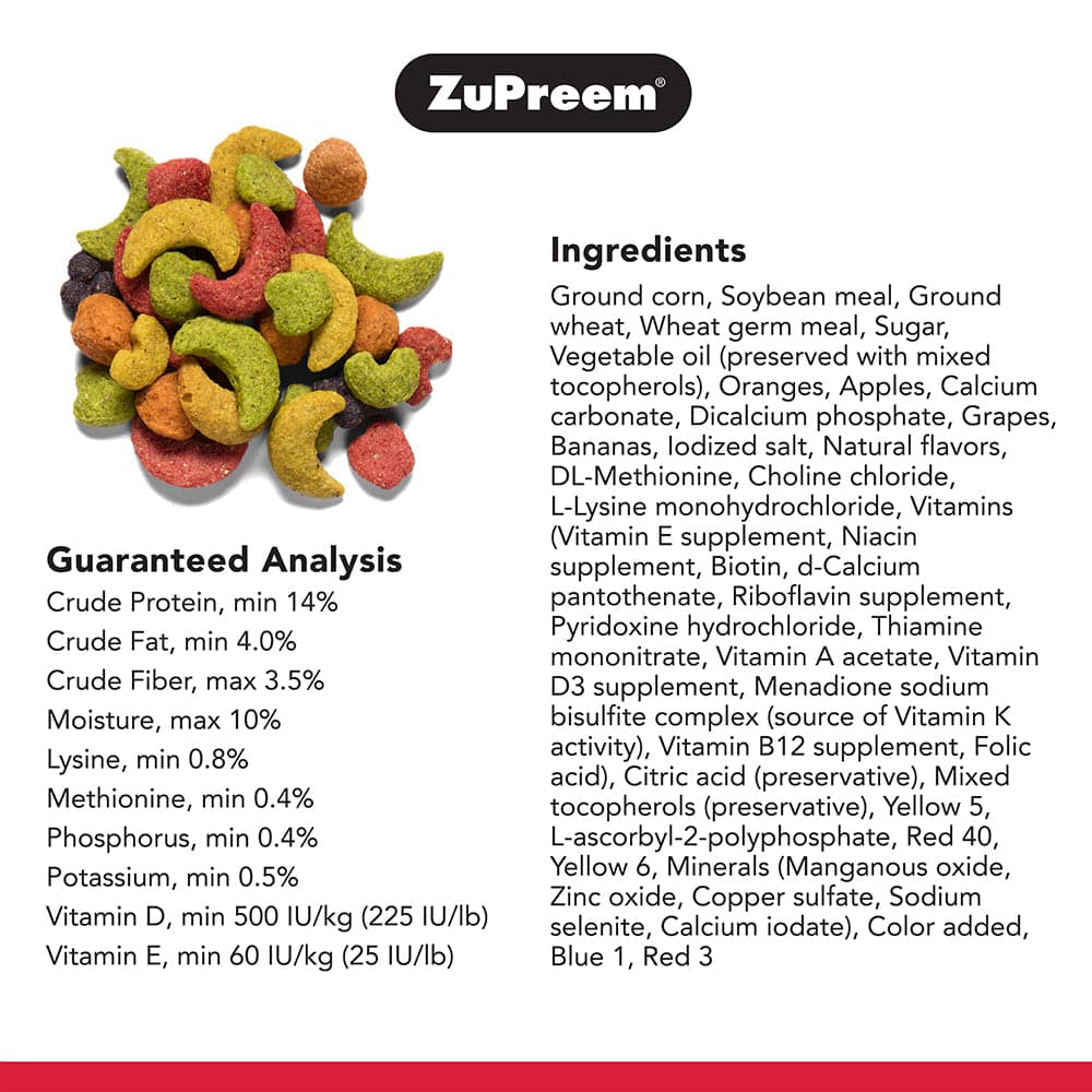 ZuPreem FruitBlend Flavor with Natural Flavors Avian Diets Large Bird Food image 3