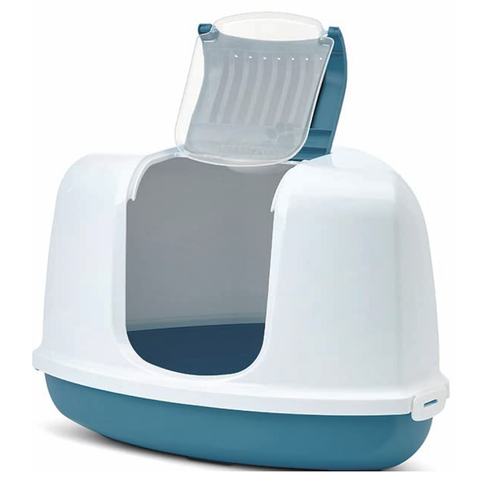 Savic Nestor Corner Toilet Home for Cats (White/Bluestone) image 2