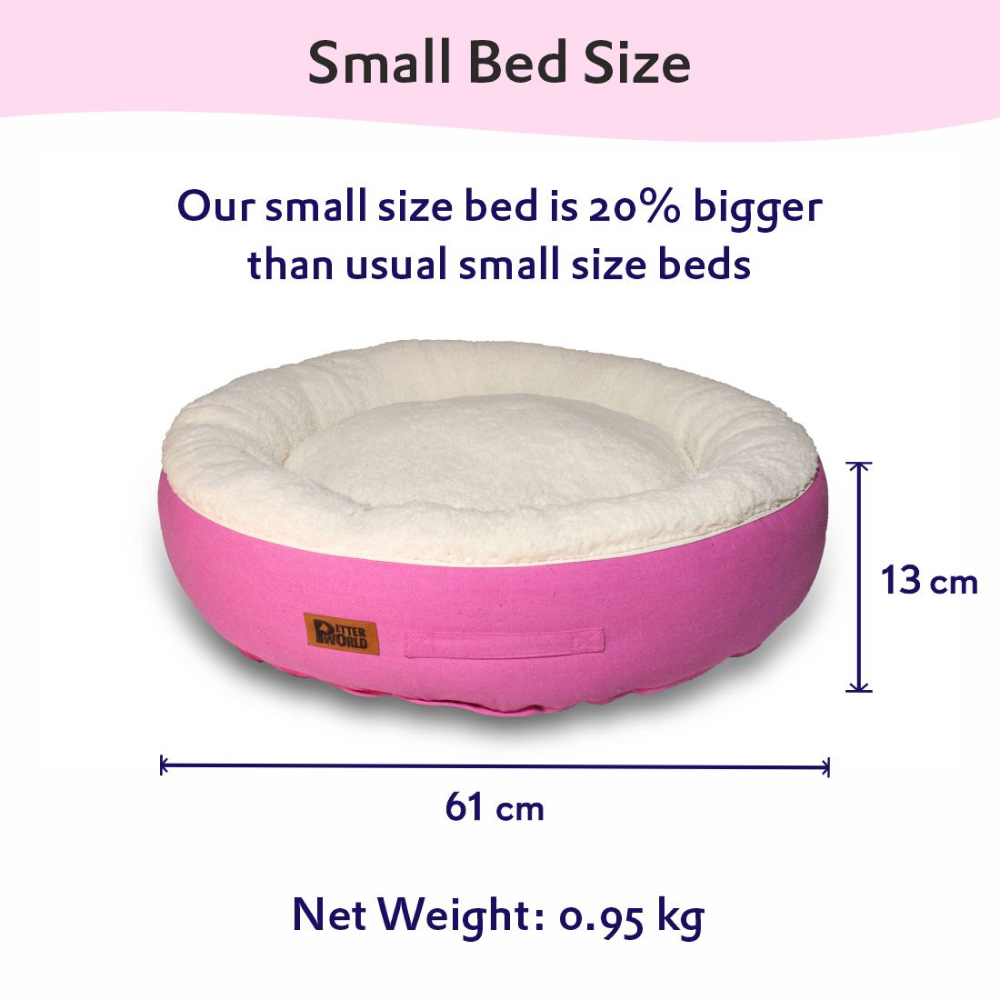 Petter World Ultra Luxury Cotton Canvas Donut Bed With Removable Sherpa Fur Cushion for Dogs (Crocus) image 4