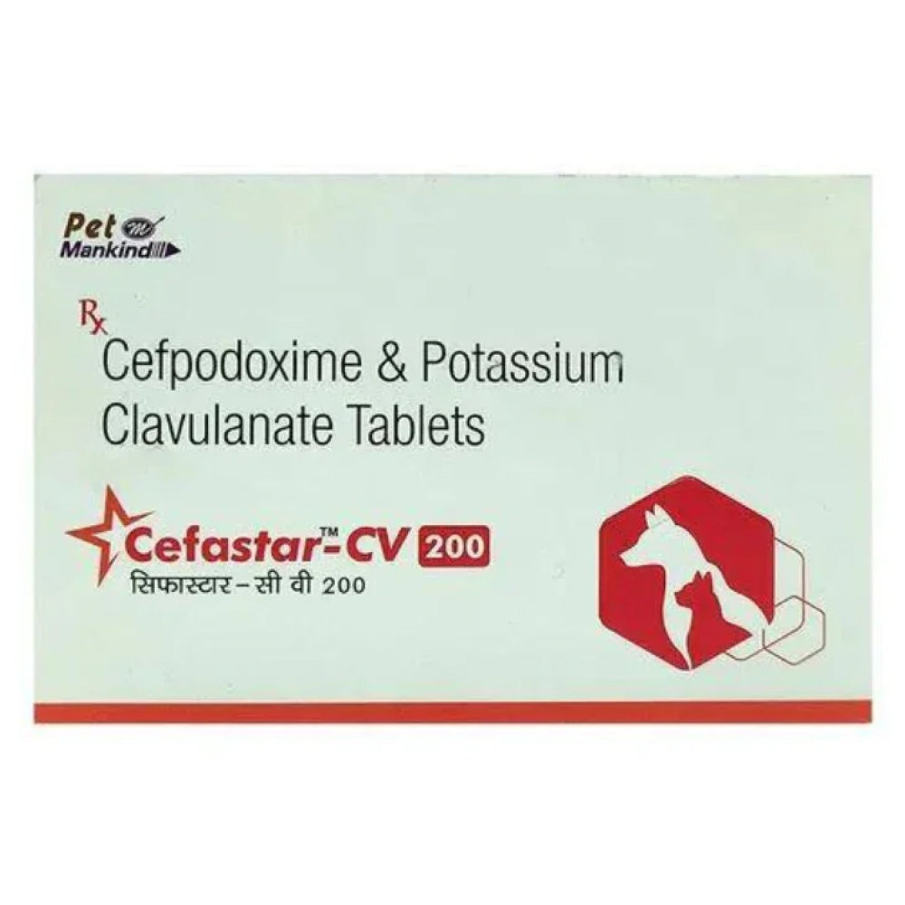 Mankind Cefastar CV 200mg Tablet (Cefpodoxime & Clavulanic) for Dogs and Cats