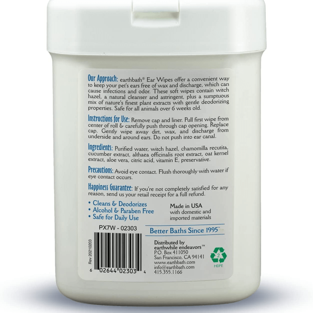 EarthBath Witch Hazel Fragrance Free Ear Wipes for Dogs and Cats image 3