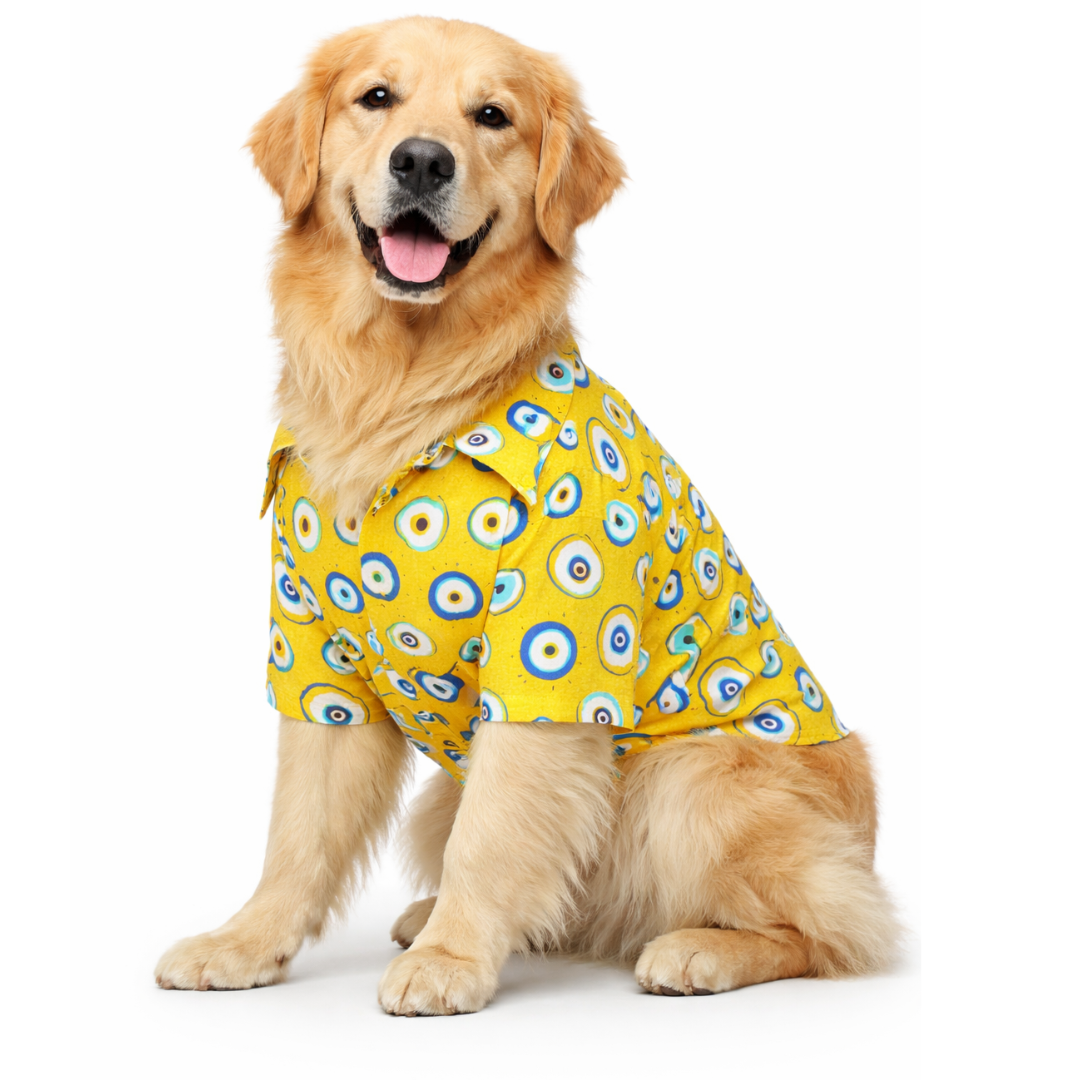Pawgypets Evil Eye Casual Shirt for Dogs (Yellow)
