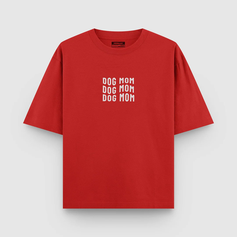 Hoomans Dog Mom Everyday T Shirt for Women (Red)