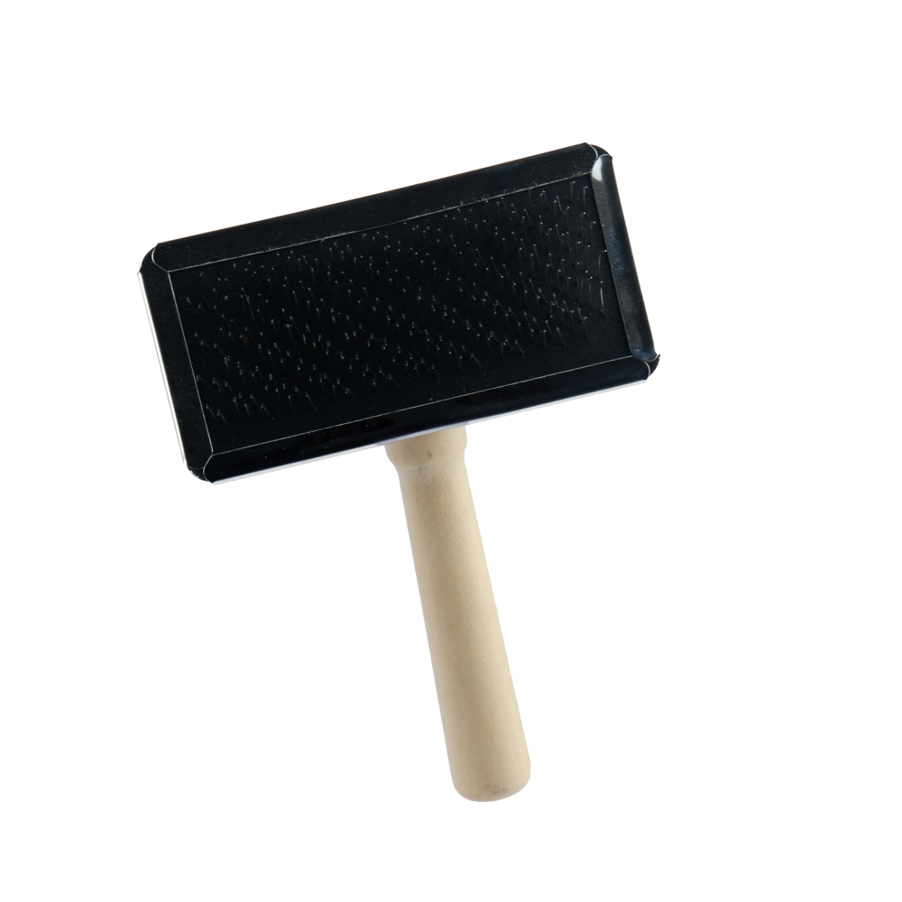Trixie Slicker Wooden Brush with Brush Cleaner for Dogs and Cats (Black) image 2