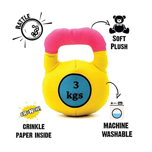 Goofy Tails Gym Series Kettlebell Plush Toy for Dogs | For Soft Chewers (Yellow) image 2
