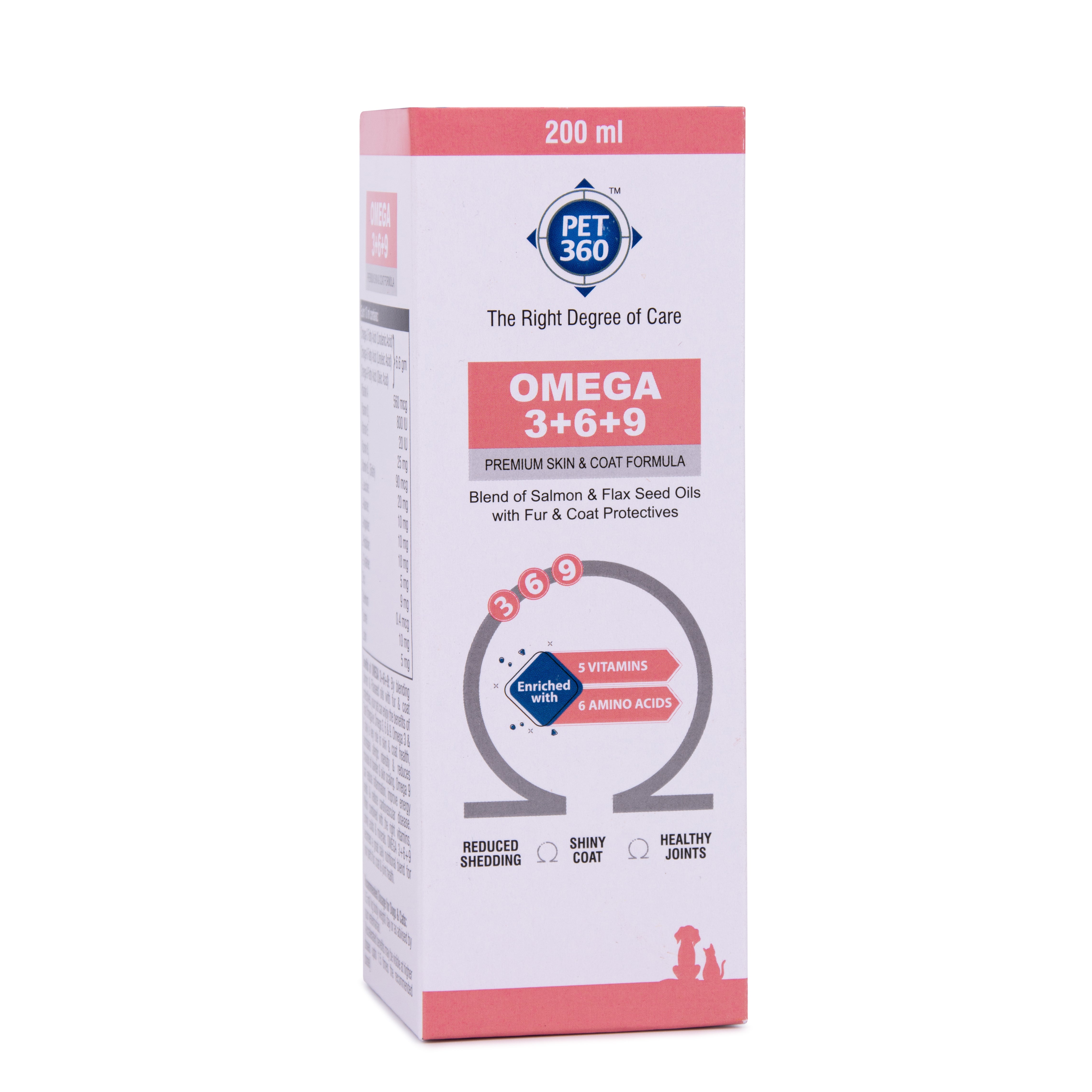 Pet360 Omega 3+6+9 Fur & Coat Control Salmon & Flax Oil for Dogs & Cats