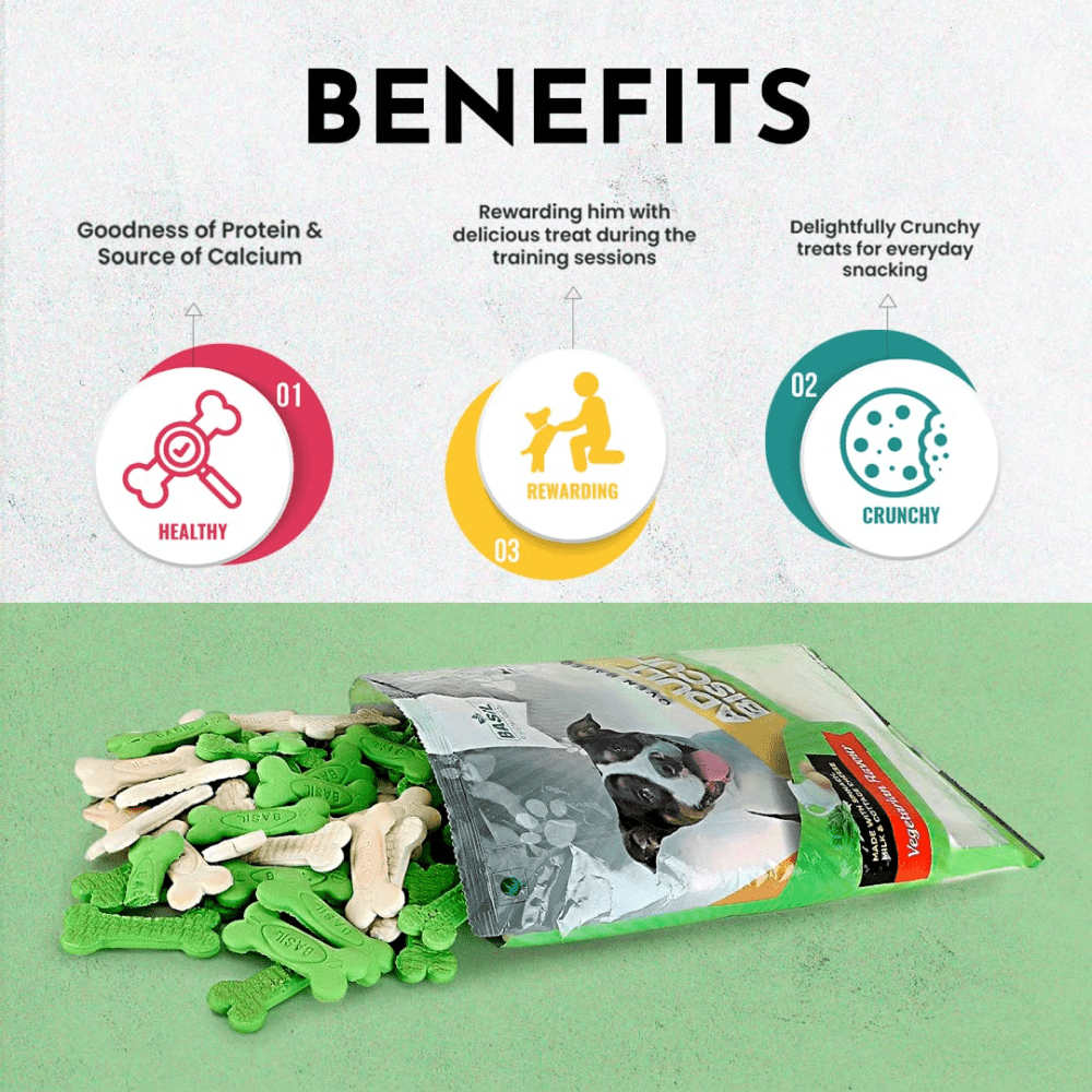 Basil Veg Bone Shaped Adult Dog Biscuits image 5