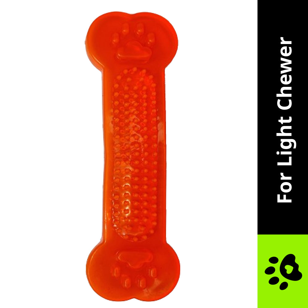 Chullbull Flat Silicone Gel Teething Bone Chew Toy for Puppies & Dogs (Orange) image 2
