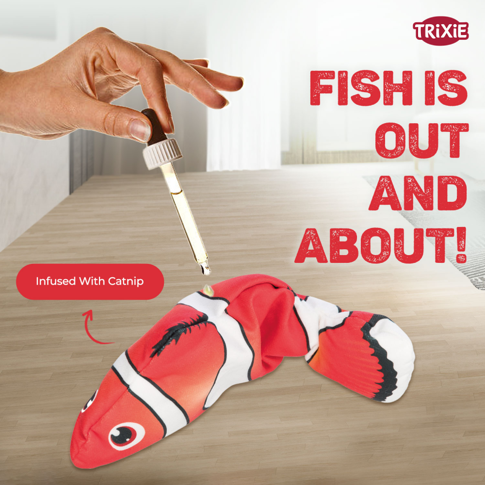 Trixie Wiggly Clown Fish Toy for Cats (Red) image 3