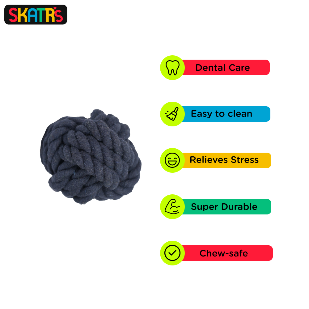 Skatrs Bone, Ball, Knotted Ball 3 in 1 Rope Chew Toy Combo for Dogs and Cats image 5