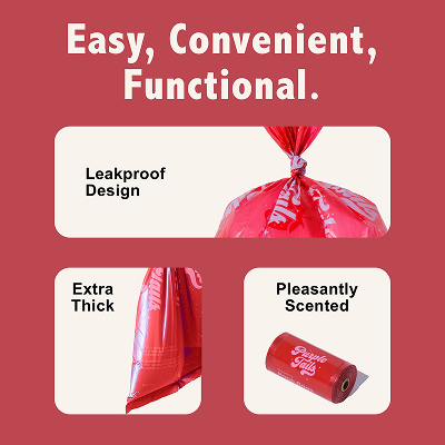 Purple Tails Poop Bags Strawberry Scented for Dogs (Red) image 3