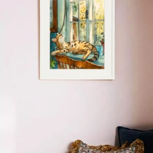 EverythingBoho The Chilling Cat Boho Wall Art (White)