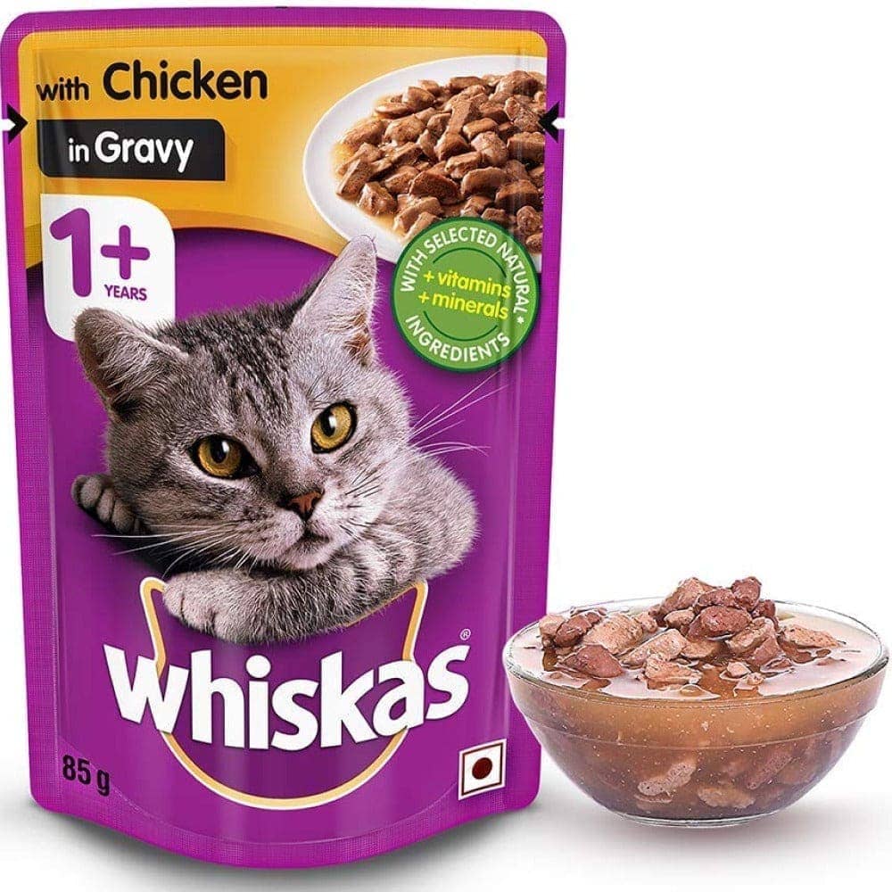 Whiskas Chicken Gravy Adult Cat Wet Food and Tuna Flavour Adult Cat Dry Food Combo image 3